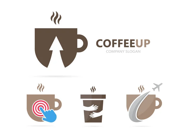 Vector of coffee and arrow up logo combination. Drink and growth symbol or icon. Unique cup and tea logotype design template. — Stock Vector