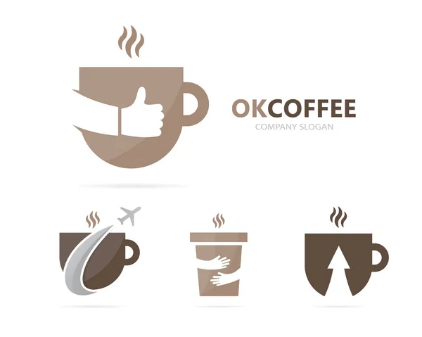 Vecteur de café et combinaison de logo similaire. Boire et meilleur symbole ou icône. Modèle unique de conception de logotype tasse et thé . — Image vectorielle