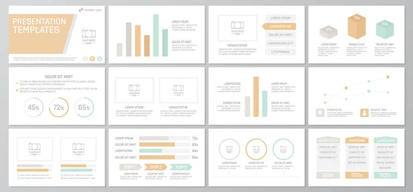 Набор цветных элементов для многоцелевых слайдов шаблонов презентаций с графиками и графиками. Брошюра, корпоративный отчет, маркетинг, реклама, годовой отчет, дизайн обложки книги . — стоковый вектор