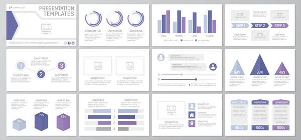 Набір синіх і чистих елементів для багатоцільових слайдів шаблонів презентації з графіками і діаграмами. Флаєр і листок, корпоративний звіт, маркетинг, реклама, щорічний звіт, дизайн обкладинки книг . — стоковий вектор