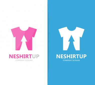 Vektör bez ve logo birlikte yukarı ok. Gömlek ve büyüme simge veya simge. Benzersiz moda ve giysi logo tasarım şablonu.