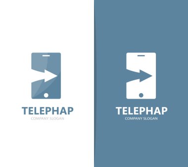 Vektör logo birlikte yukarı ok ve telefon. Mobil ve büyüme simge veya simge. Benzersiz sosyal ve aygıt logo tasarım şablonu.