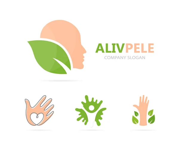 Vector of man and leaf logo combination. Face and eco symbol or icon. Unique organic and human logotype design template. — Stock Vector