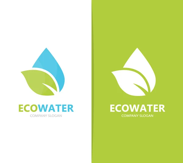 Vector van olie- en blad logo-combinatie. Drop en eco-symbool of pictogram. Unieke biologische water en aqua logo ontwerpsjabloon. — Stockvector