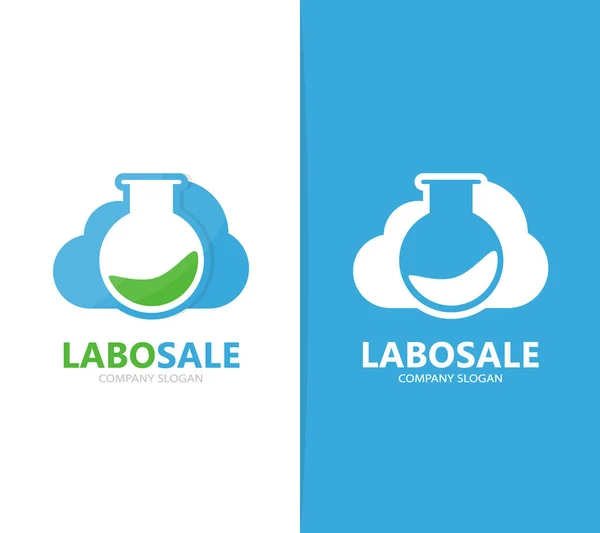 Vector van kolf en cloud logo-combinatie. Laboratorium- en opslag symbool of pictogram. Unieke wetenschap en fles logo ontwerpsjabloon. — Stockvector