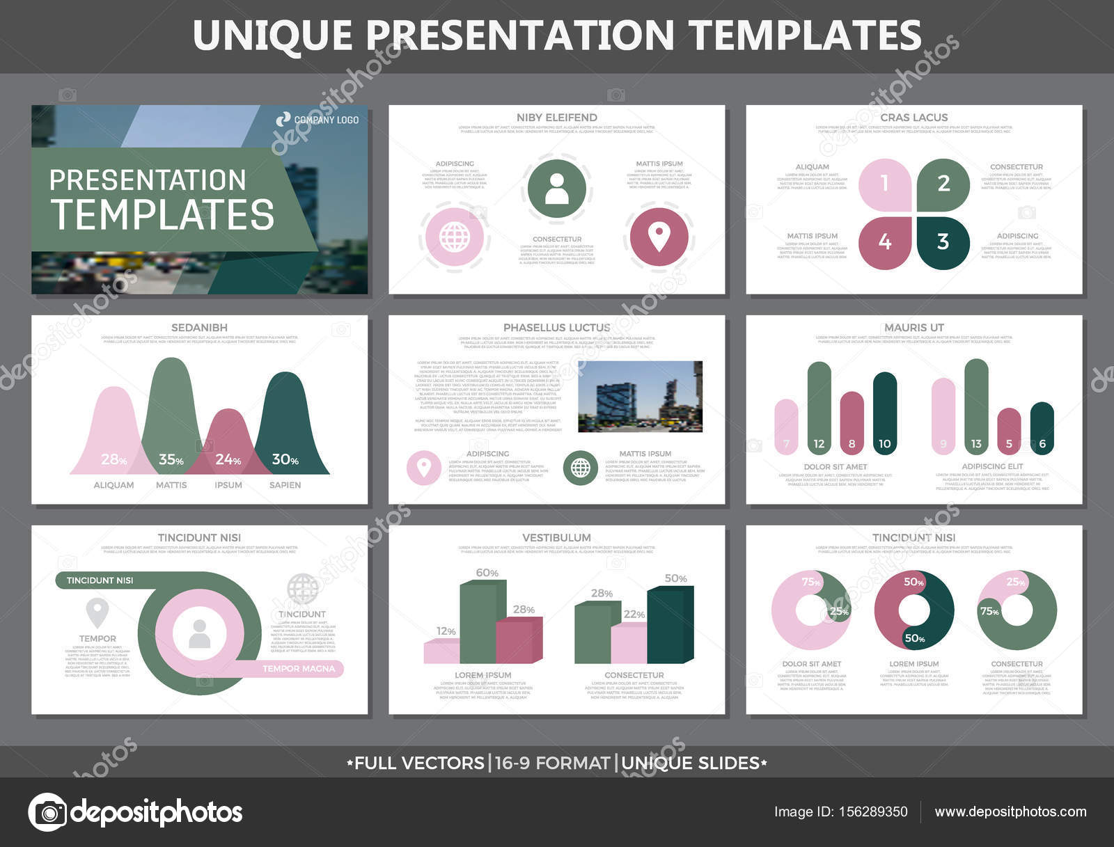 set of colored elements for multipurpose presentation template