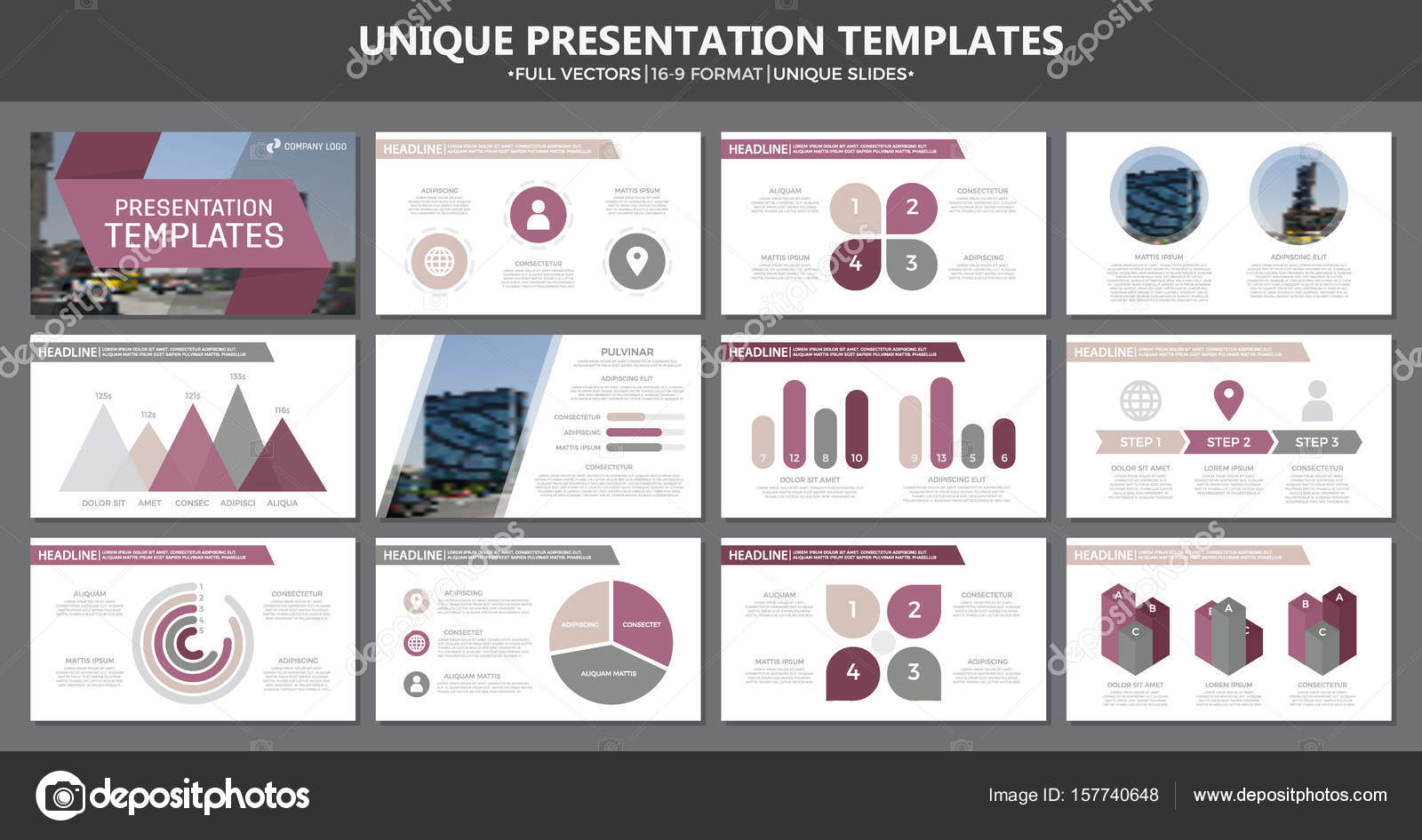 Insieme Degli Elementi Di Colore Multi Per Diapositive Di