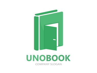 Benzersiz kitap ve kapı logosu kombinasyon tasarım şablonu