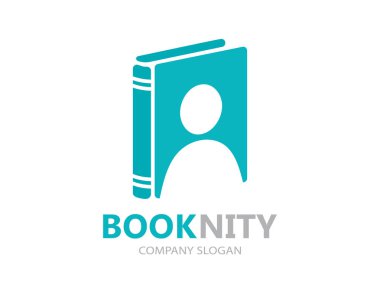 Benzersiz kitap ve adam logo kombinasyon tasarım şablonu