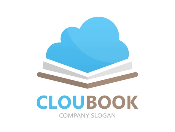 Uniek boek en cloud logo combinatie ontwerpsjabloon — Stockfoto