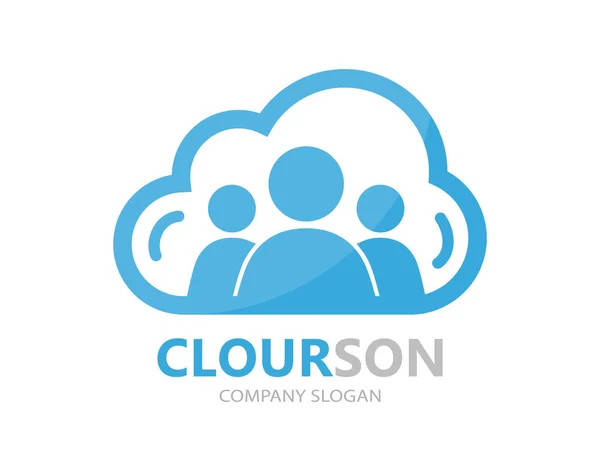 Logotyp kombination av molnet och personer — Stockfoto