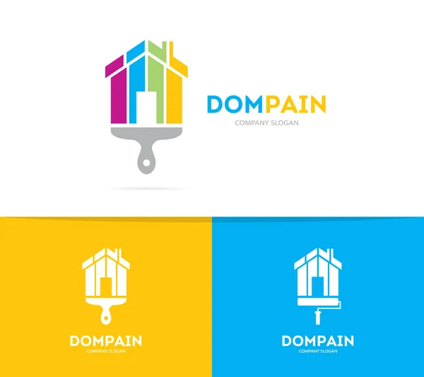 Combinación de logotipo de casa y pincel. Bienes raíces y pinceles símbolo o icono. Plantilla de diseño de logotipo de apartamento único y agencia de alquiler . —  Fotos de Stock