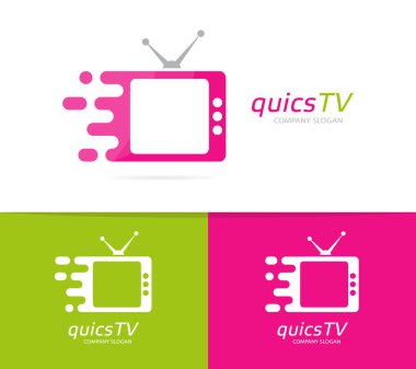 hızlı televizyon logosu bileşimi. Hız sinema simge veya simge. Benzersiz film ve film logo tasarım şablonu.