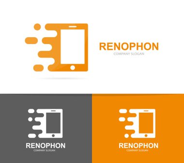 hızlı akıllı telefon logo bileşimi. Hızlı hareket eden simge veya simge. Benzersiz sosyal ve dijital logo tasarım şablonu.