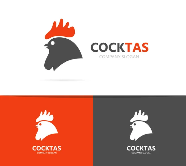 Red rooster and cock logo combination. Chinese year symbol or icon. Cockerel zodiac logotype design template. — Stock Photo, Image