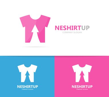 kumaş ve logo birlikte yukarı ok. Gömlek ve büyüme simge veya simge. Benzersiz moda ve giysi logo tasarım şablonu.