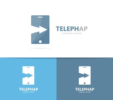 telefon ve logo birlikte yukarı ok. Mobil ve büyüme simge veya simge. Benzersiz sosyal ve aygıt logo tasarım şablonu.