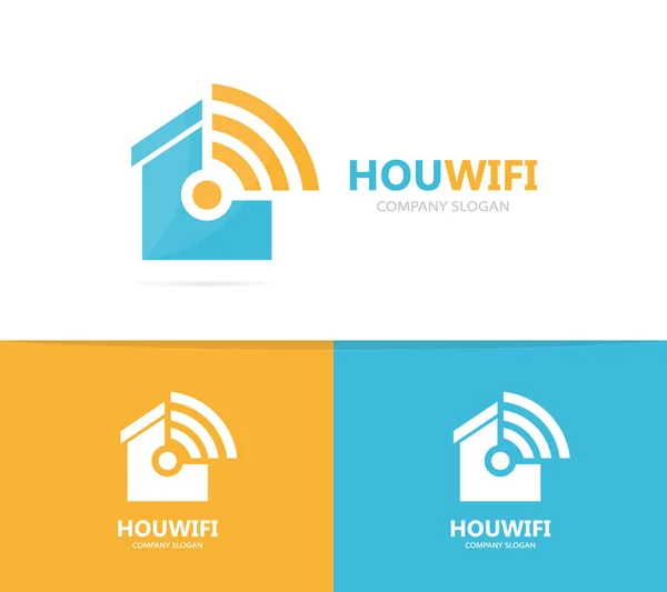 Vastgoed en wifi-logo-combinatie. Huis en signaal symbool of pictogram. Unieke huur en radio, internet logo ontwerpsjabloon. — Stockfoto