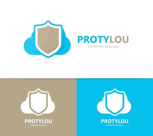 shield and cloud logo combination. Security and storage logotype design template.
