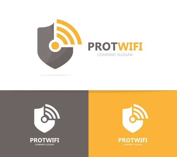 Escudo y combinación de logotipo wifi. Símbolo o icono de seguridad y señal. Único proteger y radio, diseño de logotipo de Internet plantilla . — Foto de Stock