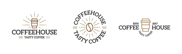 Kahve vektör logo, amblem tasarım şablonları kümesi — Stok Vektör