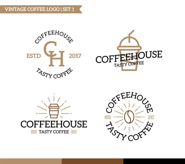 Set di logo vintage della caffetteria, badge e design degli elementi . — Vettoriale Stock