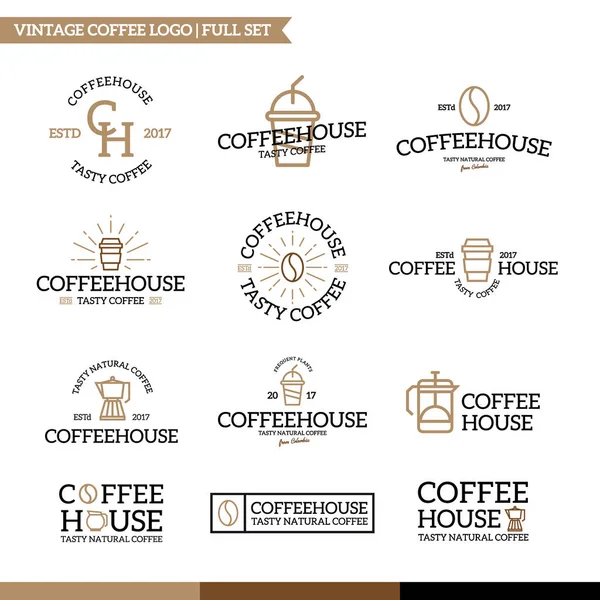 Set of vector coffee and tea logo combination. — Stock Vector