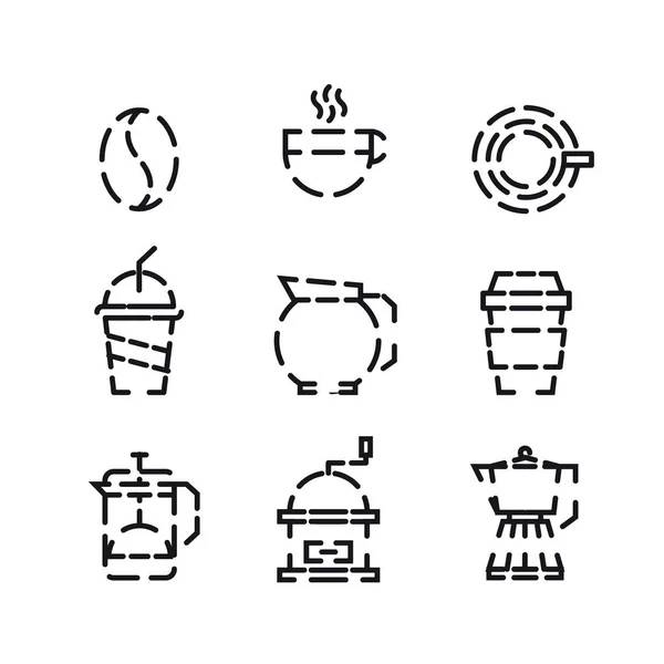 咖啡和饮料图标集与白色背景 — 图库矢量图片