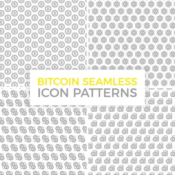 Benzersiz dijital para ve bitcoin Dikişsiz desen çeşitli simgeler ve semboller üzerinde beyaz arka plan düz vektör çizim ile