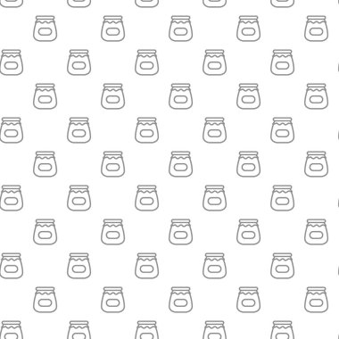 Benzersiz dijital kavanoz bal seamless modeli ile çeşitli simgeler ve semboller üzerinde beyaz arka plan düz vektör çizim ile