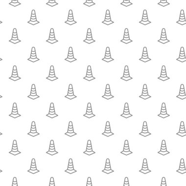 Çeşitli simgeler ve semboller üzerinde beyaz arka plan düz vektör çizim ile seamless modeli benzersiz dijital yol konileri