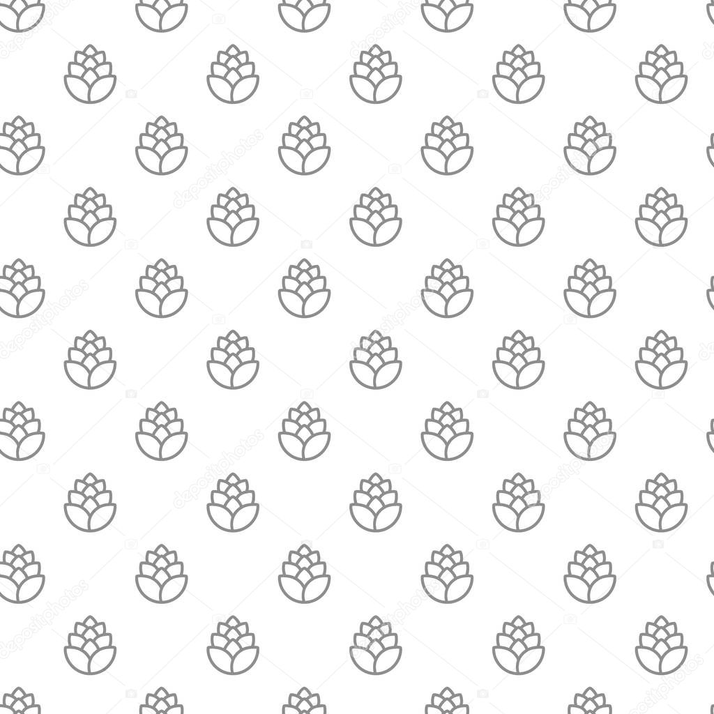 Unique digital hops seamless pattern with various icons and symbols on white background flat vector illustration