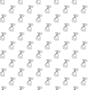 Çeşitli simgeler ve semboller üzerinde beyaz arka plan düz vektör çizim ile benzersiz dijital nargile seamless modeli