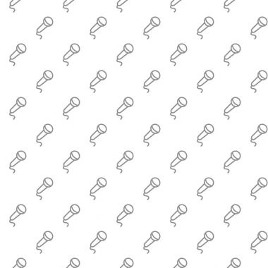 Çeşitli simgeler ve semboller üzerinde beyaz arka plan düz vektör çizim ile seamless modeli benzersiz dijital mikrofon