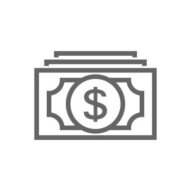 Basit para satırı simgesi. Vektör çizim tasarım sembolü ve işareti. Düzenlenebilir inme. Beyaz arka plan üzerinde izole