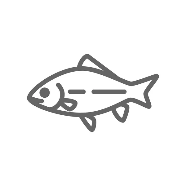 Simple icône de ligne de poisson et de carpe. Illustration vectorielle de symboles et de signes. Un AVC modifiable. Isolé sur fond blanc — Image vectorielle