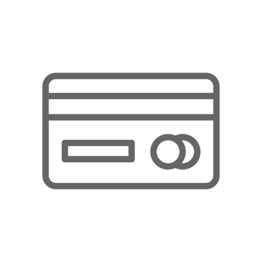 Basit kredi kartı satırı simgesi. Vektör çizim tasarım sembolü ve işareti. Düzenlenebilir inme. Beyaz arka plan üzerinde izole