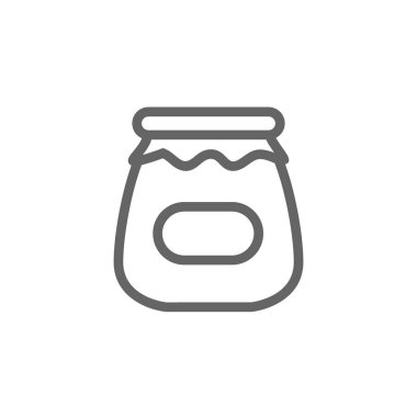 Basit reçel pot satırı simgesi. Vektör çizim tasarım sembolü ve işareti. Düzenlenebilir inme. Beyaz arka plan üzerinde izole