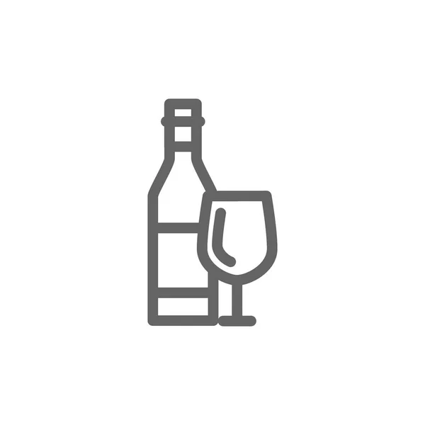Einfache Flaschen Wein Linie Symbol. Symbol- und Zeichenvektorgrafik. editierbarer Schlaganfall. isoliert auf weißem Hintergrund — Stockvektor