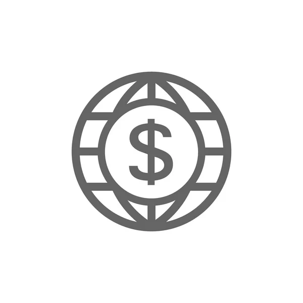 Vettore della combinazione di icone del mondo e del dollaro. Simbolo e segno vettoriale disegno illustrazione. Ictus modificabile. Isolato su sfondo bianco — Vettoriale Stock