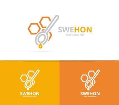 Vektör peteğin ve kaşık logo kombinasyonu