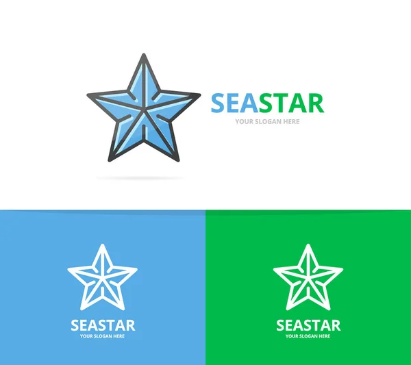 Vector del logotipo de la estrella de mar. Plantilla única de diseño de logotipo de estrellas y mariscos . — Archivo Imágenes Vectoriales