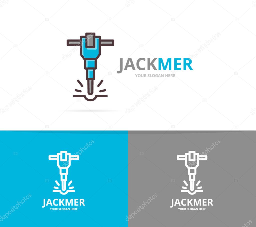 Vector of jackhammer and construction logo design template.