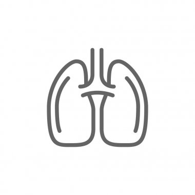 Basit akciğerler satırı simgesi. Vektör çizim tasarım sembolü ve işareti. Düzenlenebilir inme. Beyaz arka plan üzerinde izole