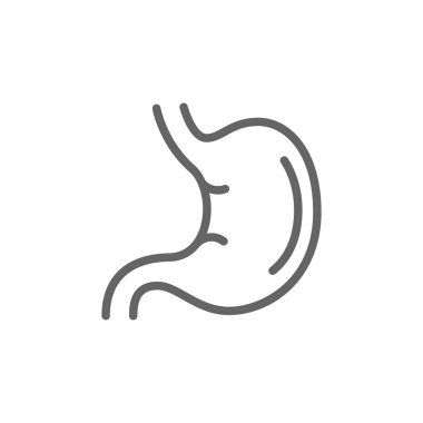 Basit mide çizgisi ikonu. Sembol ve işaret vektör çizimi tasarımı. Düzenlenebilir Vuruş. Beyaz arkaplanda izole