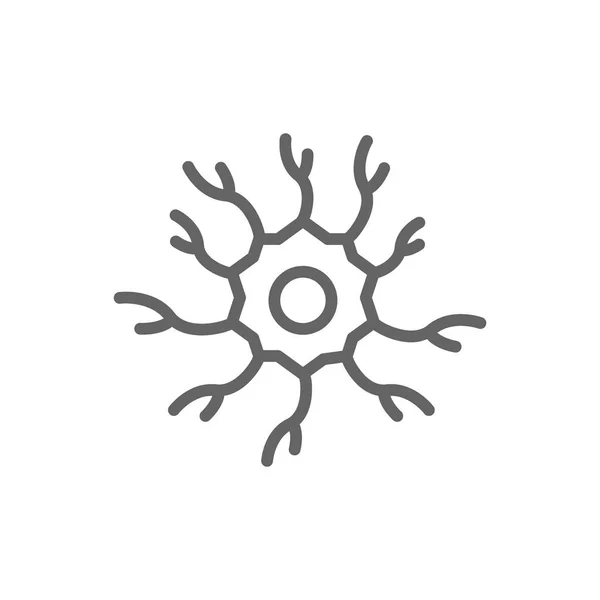 Neurona simple, icono de la línea nerviosa. Diseño de ilustración de vectores de símbolos y signos. Trazo Editable. Aislado sobre fondo blanco — Vector de stock