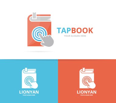 Kitap vektör ve logo bileşimini tıklatın. Roman ve imleç simge veya simge. Benzersiz Kitabevi, Kütüphane ve dijital logo tasarım şablonu.