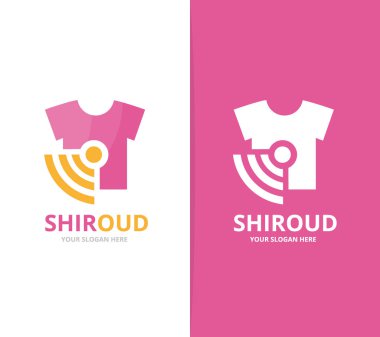 Vektör bez ve wifi logo birleşimi. Gömlek ve sinyal simge veya simge. Benzersiz moda ve radyo, internet logo tasarım şablonu.