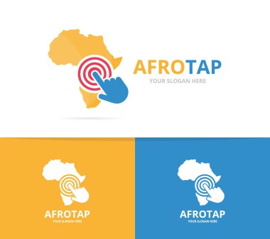 Afrika vektör ve logo bileşimini tıklatın. Safari ve imleç simge veya simge. Benzersiz coğrafya, kıta ve dijital logo tasarım şablonu.