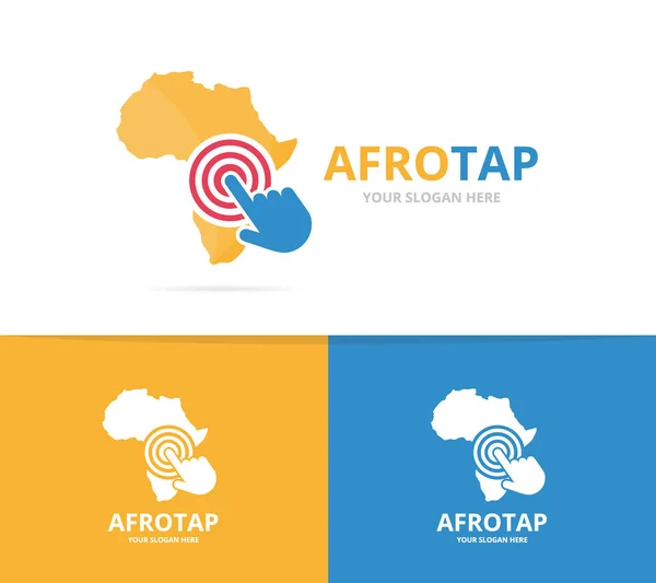 Vektorové Afrika a klikněte na logo kombinaci. Safari a kurzor symbol nebo ikonu. Unikátní geografie, kontinent a šablona návrhu digitálních logotyp. — Stockový vektor